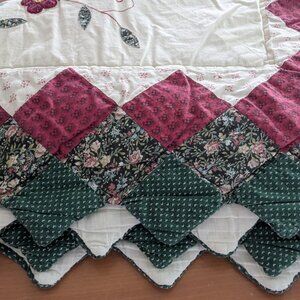 Vintage Distressed Handmade Quilt With Sawtooth Edges - Perfect for Upcycling